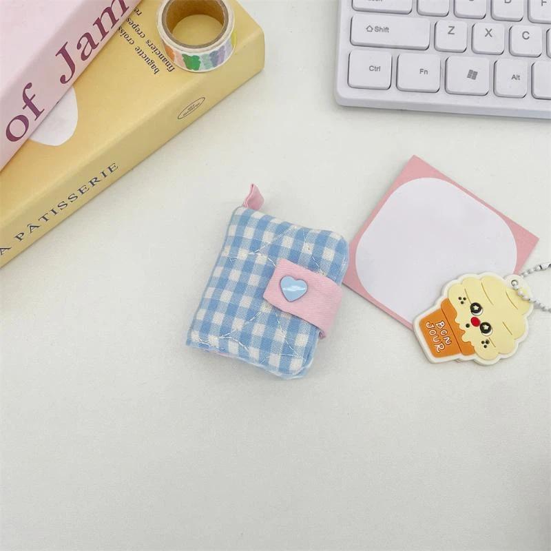 

Милый мини-альбом для фотографий в клетку, папка, карманный альбом вставного типа, 1/2-дюймовый альбом для хранения ID-фотографий и фотографий айдолов, принадлежности