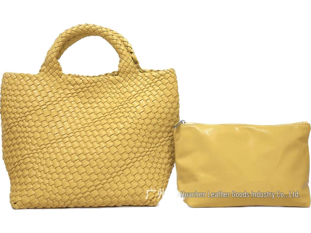 Women's Large Fashionable Woven Tote Bag - Versatile Double-Wrist Mother-Child Shopper