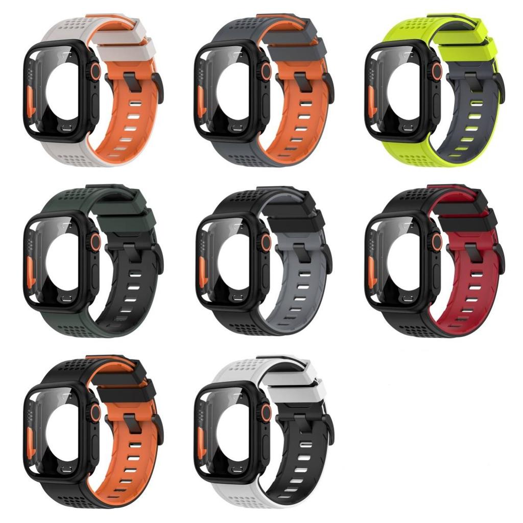 Silicone Band PC Case+Strap Screen Protective Cover for Watch 11 10 9 8 7 6 SE3 46mm 44mm 45mm Change To Ultra 3/2 49mm
