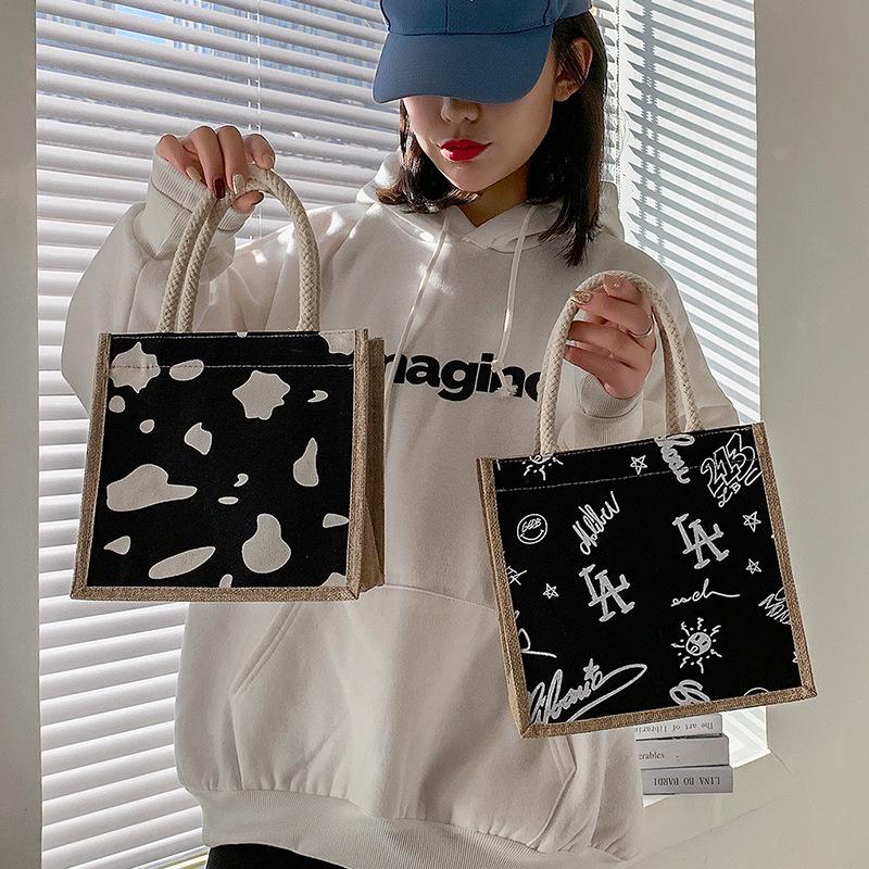 Korean Ins Cute Handbag Women's Summer New Style Student Hand Lunch Box Lunch Box Lunch Bag Outdoor Snack Bag Trendy