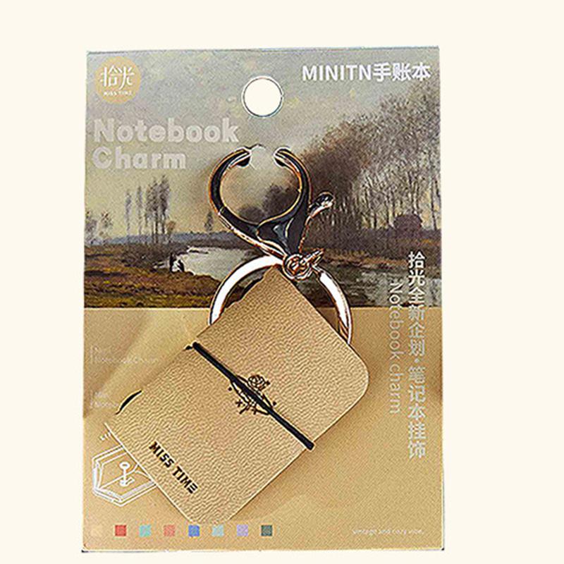 PU Nyckelring Mjukt Läder Mini Bärbar Dagbok Ryggsäcksberlock Anteckningsbok Litterär Stil Förvaringstillbehör