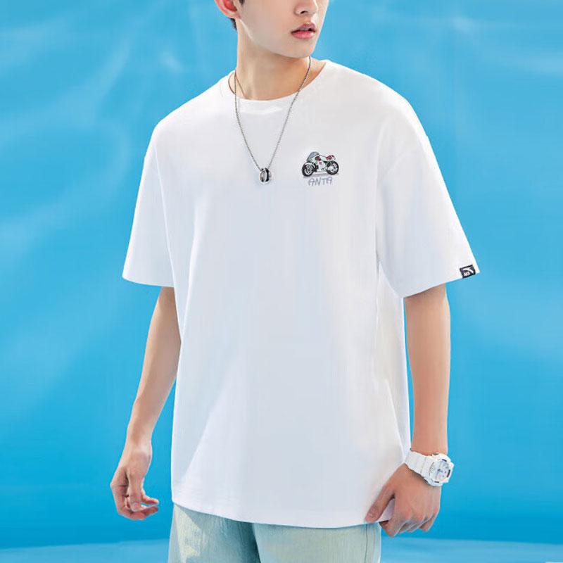 Anta Life Series Printed Letter Pullover T-Shirt Unisex Tops Pure-White 952328111-5