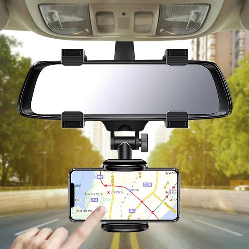 Universal 360°Rotatable Car Rearview Mirror Bracket Mobile Phone Base Gps Holder For Phone Car Accessories Interior Parts 2025
