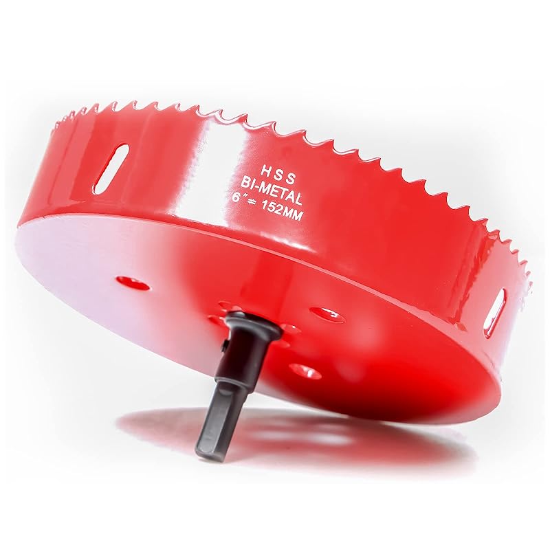 Hole Saw 6 1/2 Inch, 30 mm Cutting Depth HSS Bi-Metal Hole Saw for Cutting Wood, Plastic, Drywall, Plasterboard and Soft Metal Sheet, Red