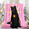 Starburst Black Cat Winter Summer Flannel Blanket Throw Fleece Soft Fuzzy Plush Cozy Fleece Blankets For Sofa Ideal Gifts
