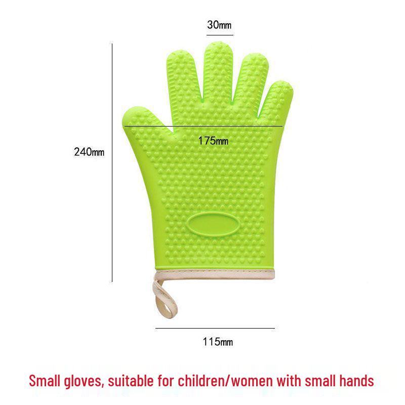 Hitzebeständige Anti-Verbrühungs-Ofenhandschuhe - Baumwollgepolstert, Silikon, Verlängertes Fünf-Finger-Design für den Küchengebrauch