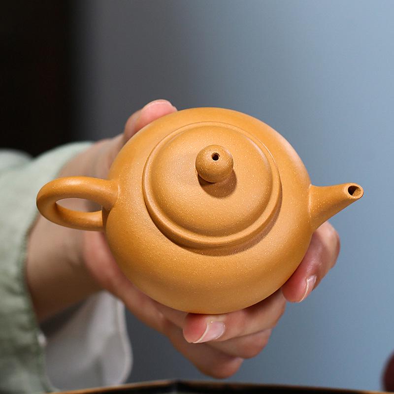 Handmade Gongtang Yixing Zisha Huangduan Clay Teapot - 110cc Small Shuiping Kung Fu Tea Set