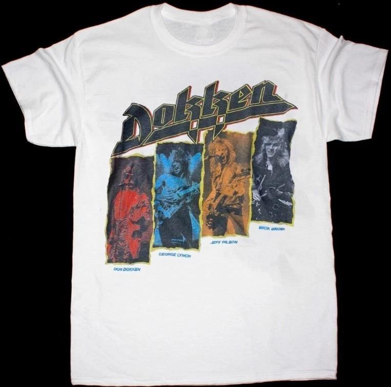 Rare Dokken Band Short Sleeve Gift For Fan White Cotton All Size Unisex T-Shirt M
