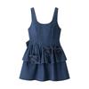 Kaslead New Women Clothes Western Style Fashion Simple Short Flower Demin Dress