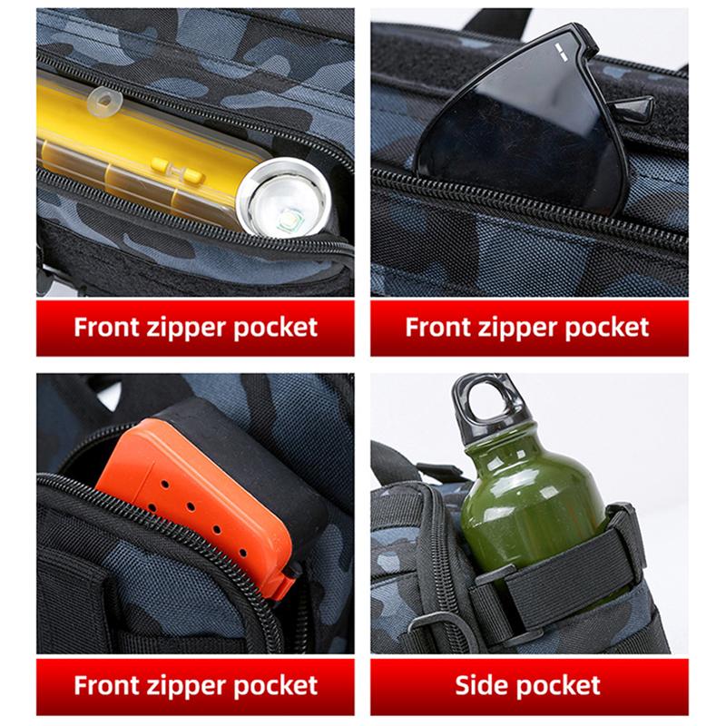 Camping Backpack Fishing Rod Lure Bag Outdoor Camouflage Crossbody Waist Pack Men Crossbody Shoulder Gear Storage Climbing Bag