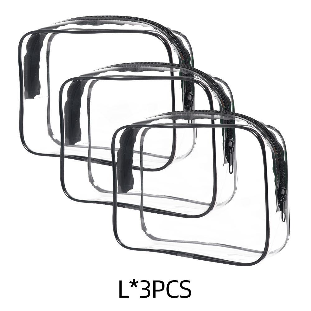 

Прозрачный ПВХ косметичка и набор для хранения L*3pcs чёрный