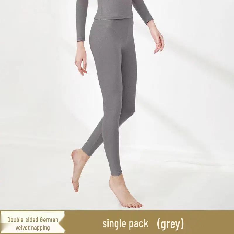 

Women s Thermal Leggings: Double-Sided Velvet, Seamless, Elastic Waist for Autumn/Winter L серый