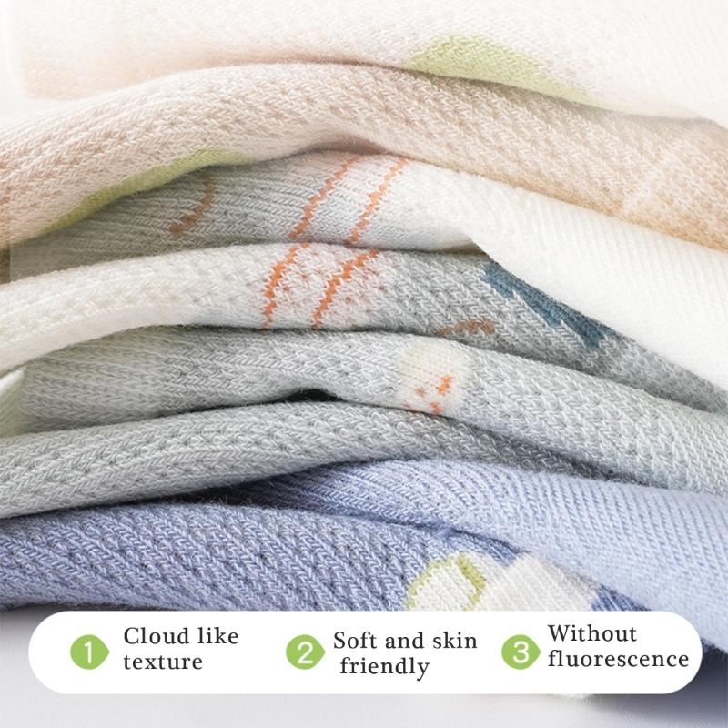 Pack of 4 Pair Breathable Cotton Baby Socks for 0-5 Years Nonslip Design Calf Length Socks for Sensitive Skin