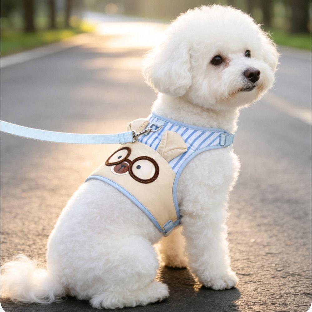 Wear-resistant Dog Harness and Leash Set Cartoon Design Pet Chest Strap Set  Small Dog