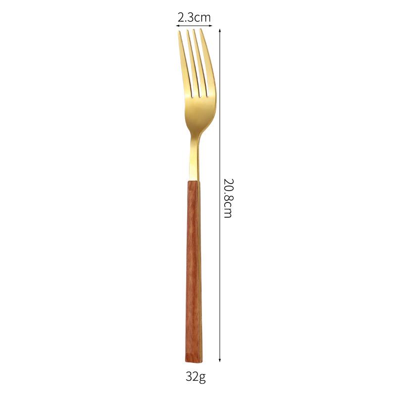 Korean Style Stainless Steel Cutlery Set: Knife, Fork, Spoons with Creative Anti-Wood Handles for Steak, Fruit, and Dessert