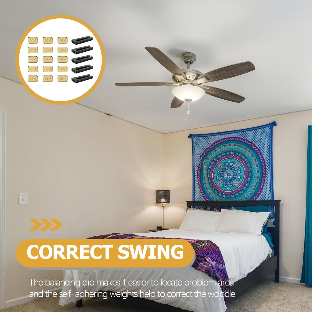 5 Sets Ceiling Fan Balancing Kit Fan Balancing Clip and Self-Adhesive Weights Kit