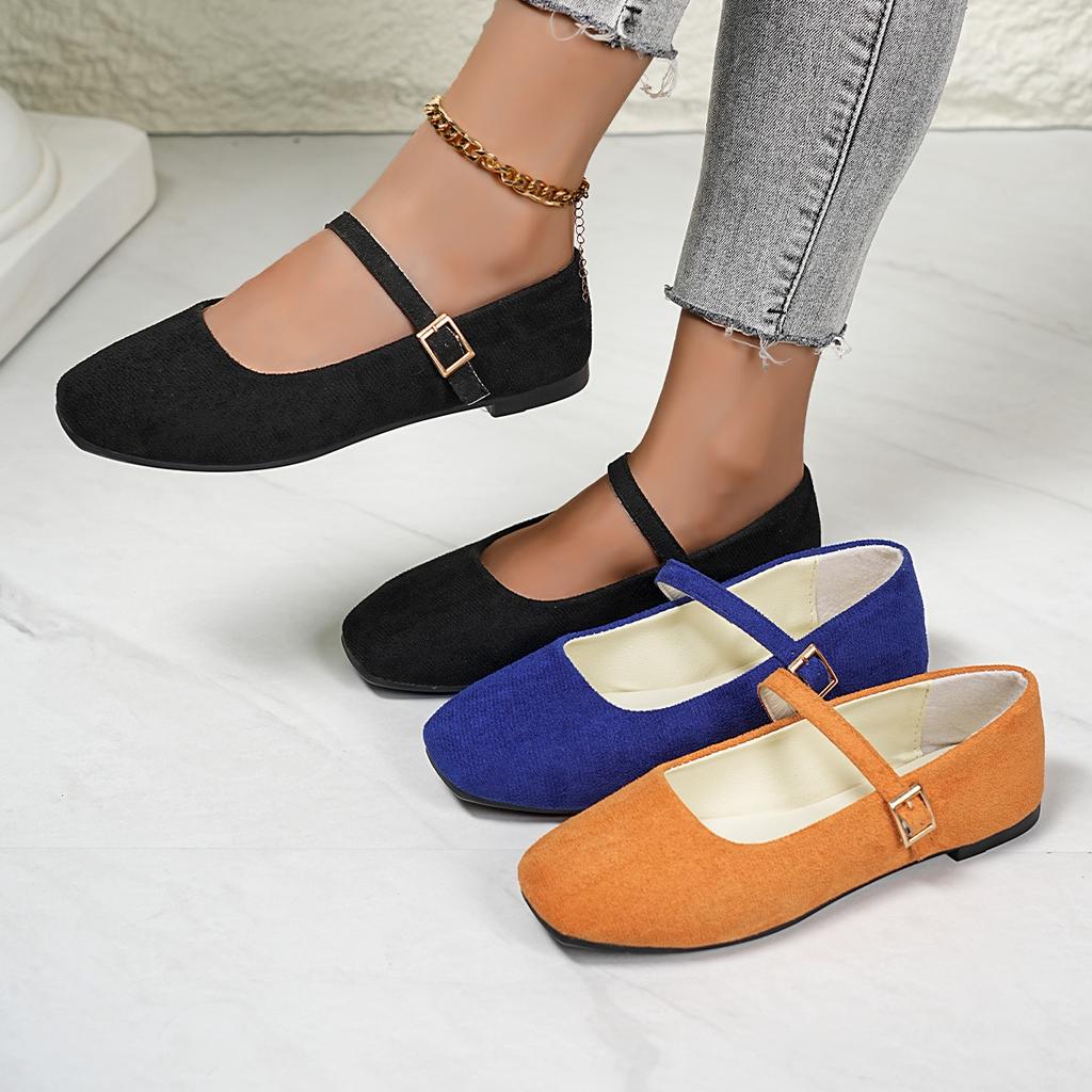 Scarpe Mary Jane Piatte in Stile Francese con Una Singola Fibbia, Punta Quadrata e Design a Taglio Basso, Che Esprimono Un Fascino Retrò
