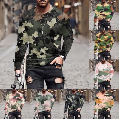 Camiseta de hombre Cuello redondo Ropa Ropa para exteriores Manga larga Estampado Diseñador de moda Vintage