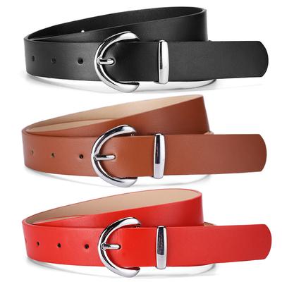 Japanese And Korean Silver Buckle Simple Pin Buckle Women'S Pu Belt Casual Decoration Jeans Belt