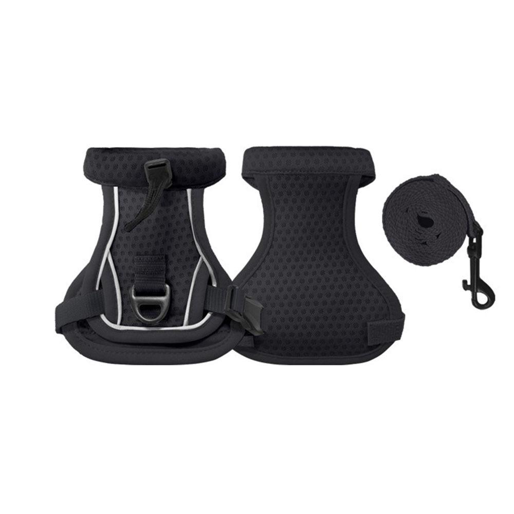 

Reflective Design Cat Harness Vest Escape Proof Adjustable Vest Pet Walking Harness Comfortable Breathable Cat Traction Rope S For 1.5-3 kg чорний