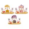 Resin Wood Cat Sculpture Feng Shui Lucky Cat Money Tree Ornament for TV Cabinet Birthday Gift