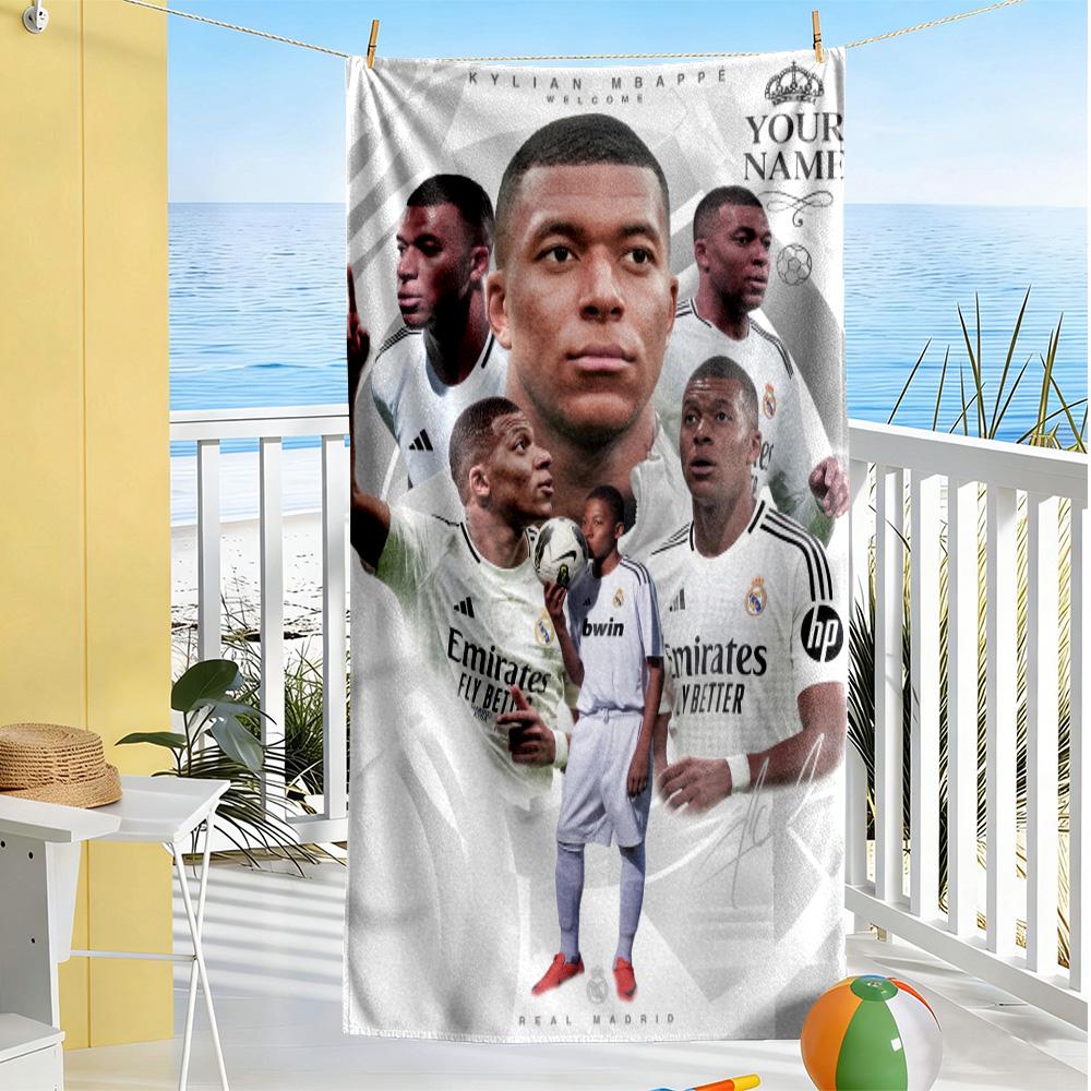 Mbappé Personalized Text Beach Towel High Absorbency & Quick-Dry Portable for SwimmingBeachCamping Travel Beach AccessoriesGym