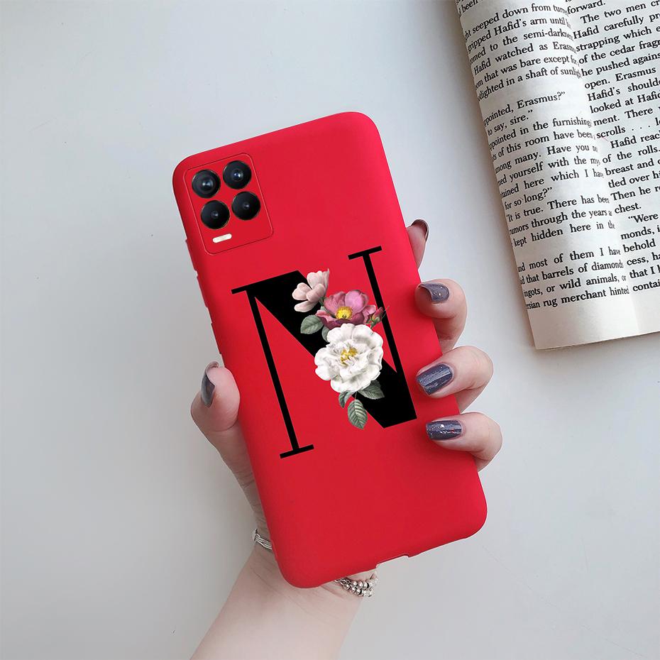 For Realme 8 Pro Case Silicon Soft Letter Monogram Flowers Phone back cover For Oppo Realme8 4G RMX3085 Realme 8 Pro Bumper Case