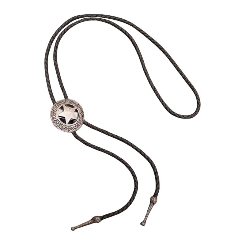 6Pieces Southwestern Styles Men's Bolo Tie with Cow Skull Star Pendant for Casual or Formal Wear Leather Cord Necktie
