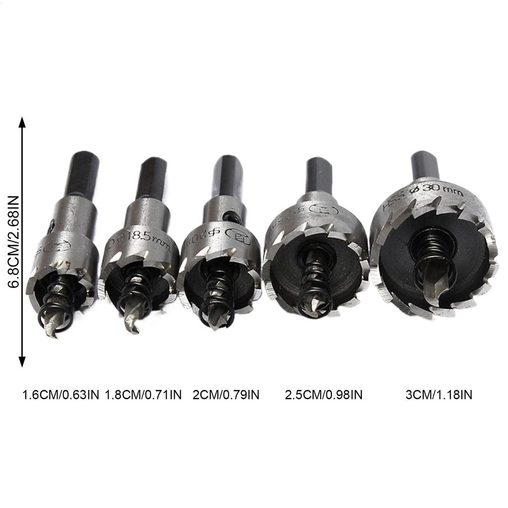 Hole Drill Bit Set 5 Pieces High-Speed Wear-Resistant Drilling Cutter Hole Saw Drill Bit For Door Lock Installation Metal Sheet