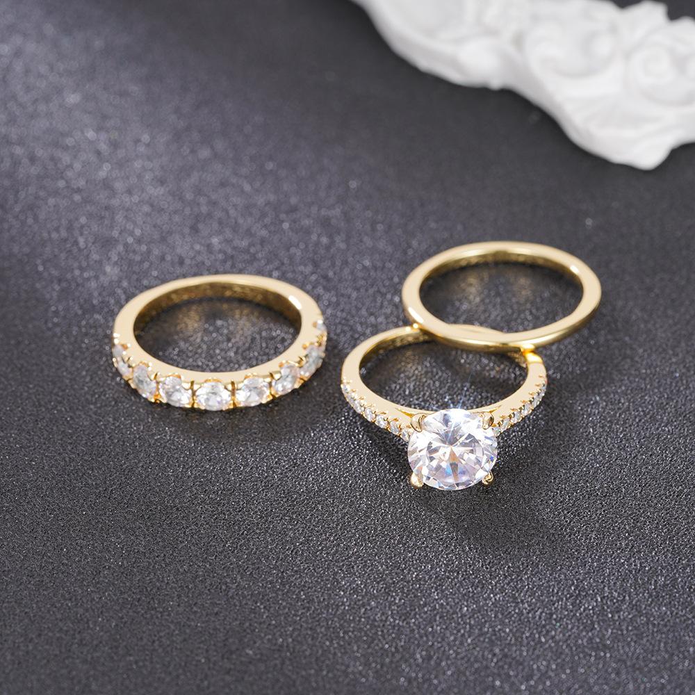 Temperament ring three-piece set, zircon elegant diamond ring, wedding party with ring.