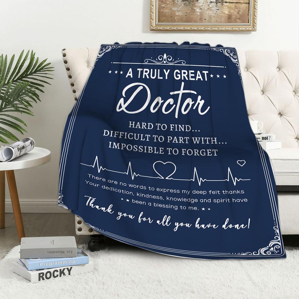 Doctor Appreciation Gift Blanket 50 x 60 Inch - Soft Medical Professional Throw for Physicians Dentists Veterinarians Retirement Birthday Thanksgivin