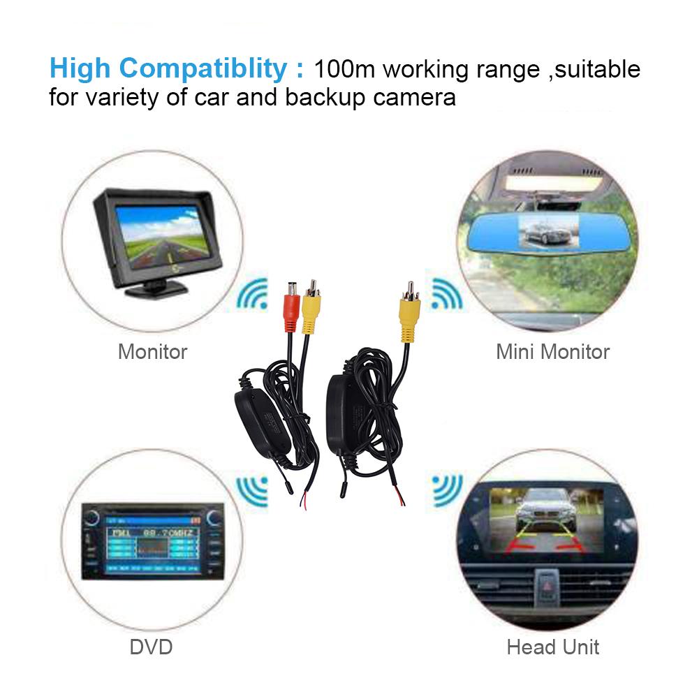 2.4GHZ Wireless Video Transmitter Receiver for Car DVD Monitor WIFI Reverse Rear Backup View Camera Transmitter Receiver Kit