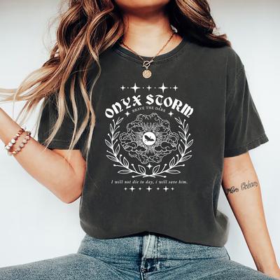 Camiseta Onyx Storm Camiseta Brave The Dark Fantasy Unissex Manga Curta Camisetas Camiseta de Guerra Basgiath Top Streetwear Presente para Amante de Livros