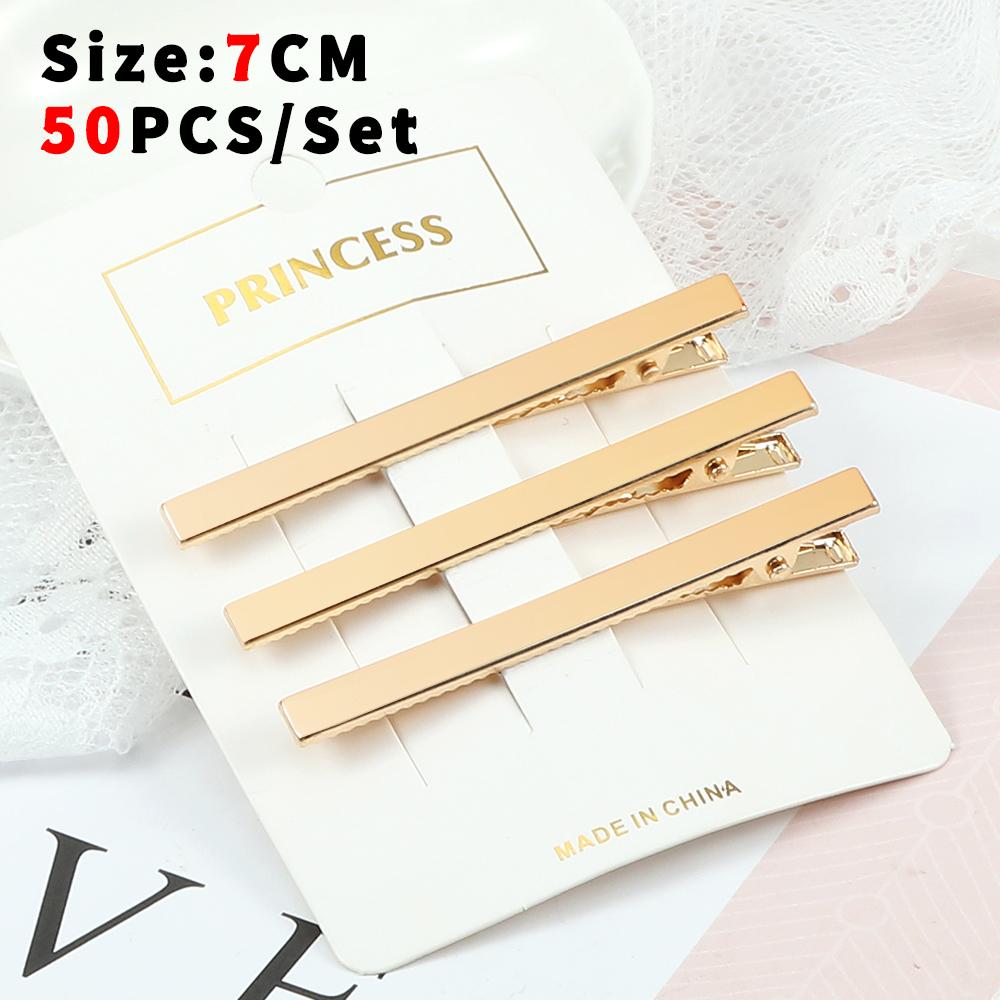 50PCS/Set 6/7/8cm Golden High Quality Hair Clips For DIY Jewelry Hair Styling Metal Tools Alligator Hairpin Headwear Accessories
