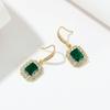 Delicate Female Earrings  Sterling SIlver Green Square AAA Zircon Emerald Earrings for Women Girls Statement  Bijoux