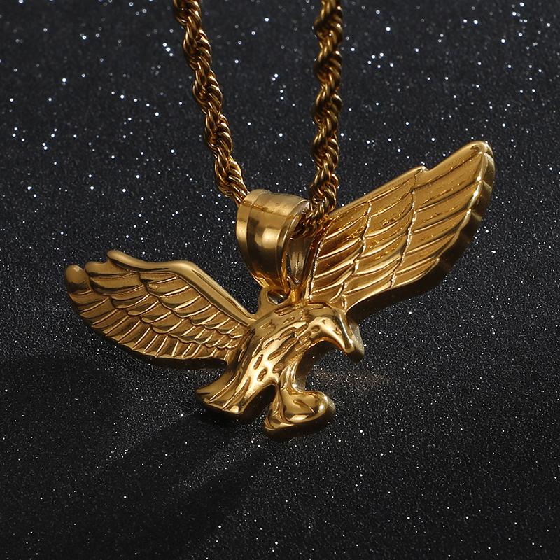 Kalen Fashion Stainless Steel Eagle Pendant Necklace for Men with Wing Link Chain Choker Design - Trendy Animal Themed Jewelry