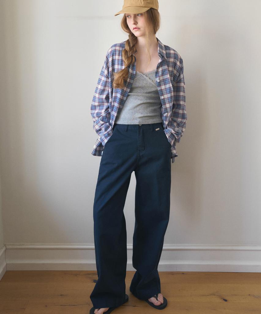 HAINT Standard Straight Easy Fit Cotton Pants 5Col_Navy