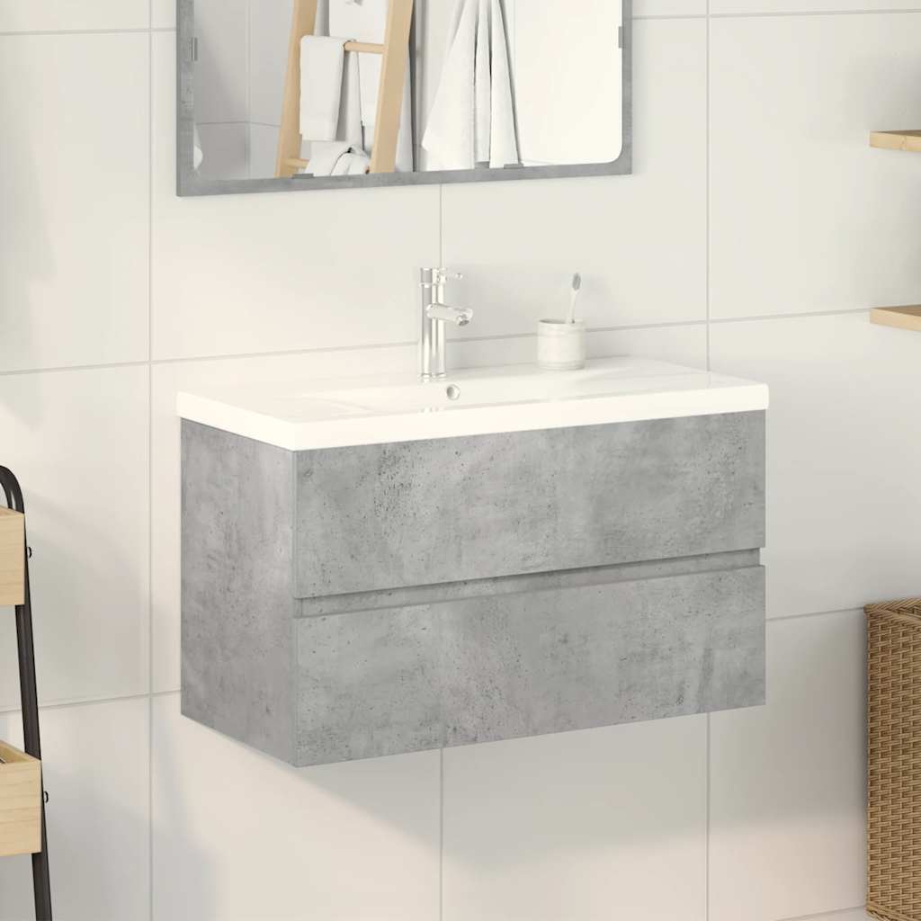 2 Piece Bathroom Furniture Set Concrete Grey Particleboard