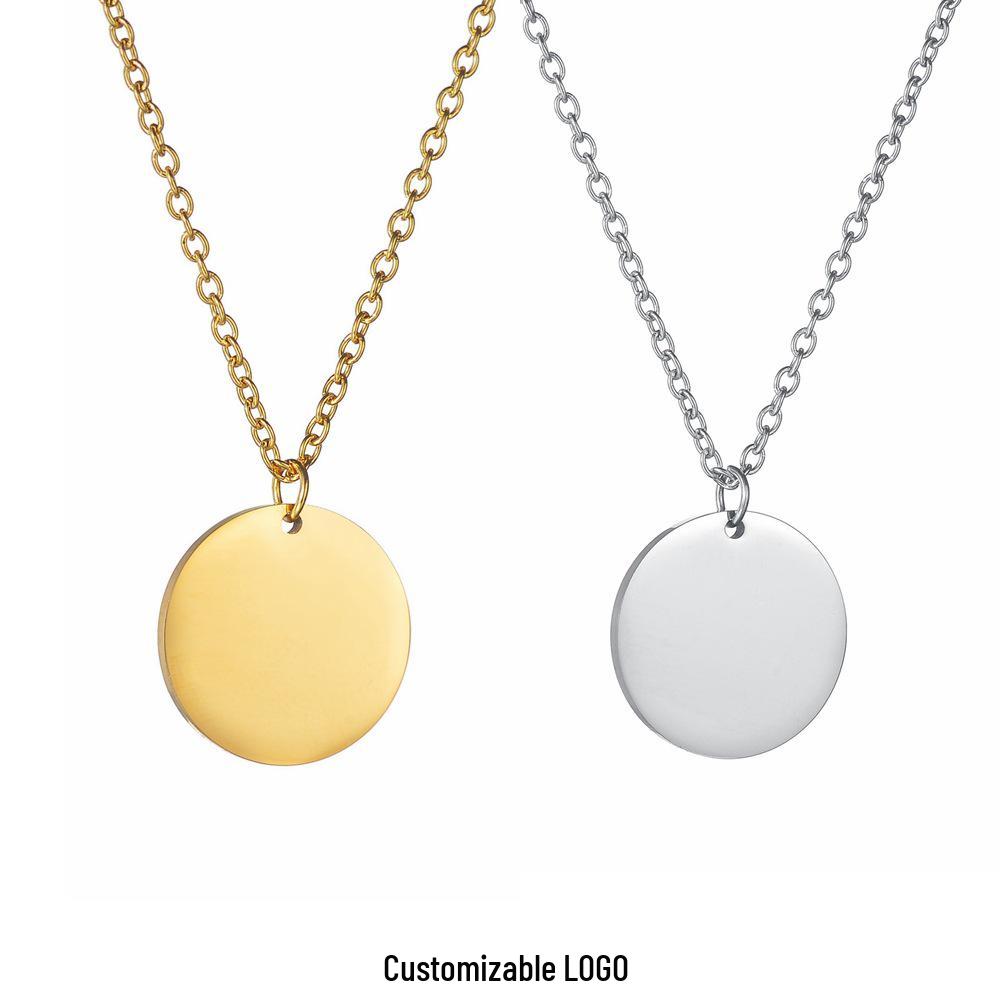 2024 Trendy European & American Stainless Steel O-Shaped Women's Necklace with Laser Engraved Logo