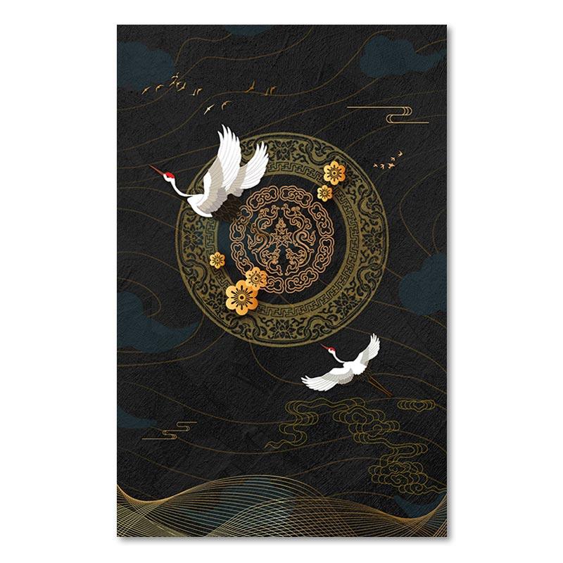 Chinese Style Plum Blossom Painting Decoration Poster Red Crowned Crane Giraffe Light Luxury Poster For Corridor Home Decor