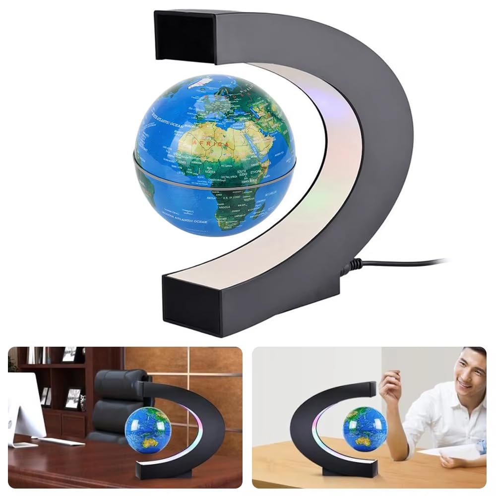 zmart Magnetic Levitation LED World Electronic Novelty Ball Floating Magnetic LED Interior Magnetic Magnetic Office Creative Desk Stylish Lighting