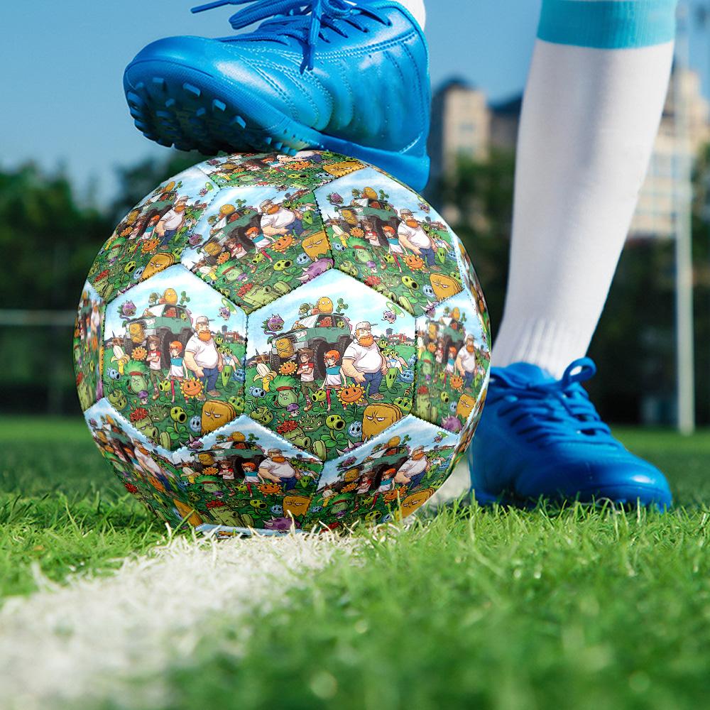 Plants Vs. Zombies Size 5 Soccer Ball Machine-Stitched Indoor/Outdoor Training and Matches Unique Gift for Soccer Lovers