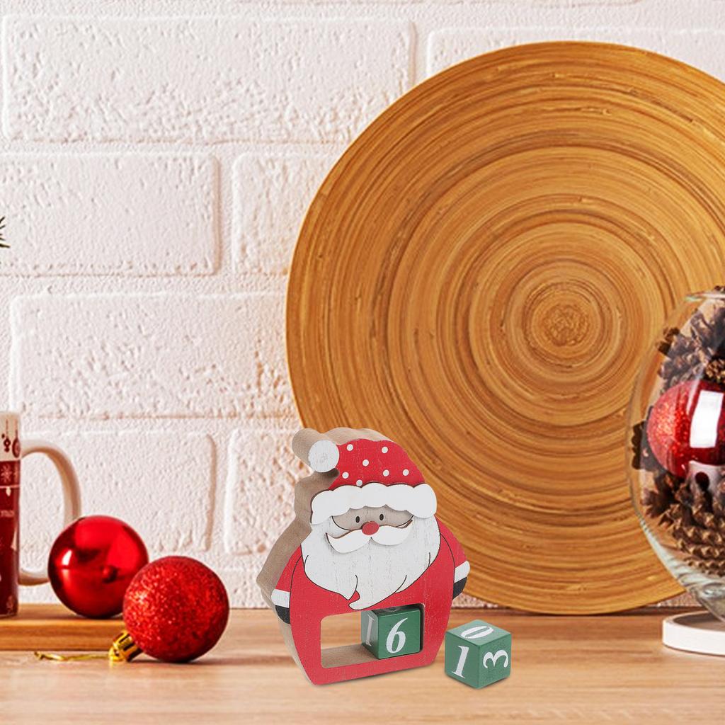 Santa Claus Wooden Countdown Calendar Blocks Holiday Home Office Desk Decor 2025 Festive Tabletop Decoration 3D Design
