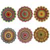 Pine Set mit 6 Mandala-Untersetzern, 10,2 cm, einzigartige handgefertigte Designs, Blumenform, 10 cm Durchmesser