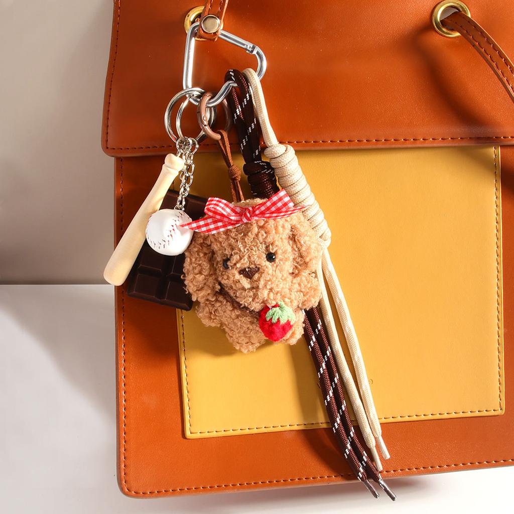 Plush Bow Puppy Doll Woven Rope Bag Pendant Pendant Mobile Phone Lanyard Accessories