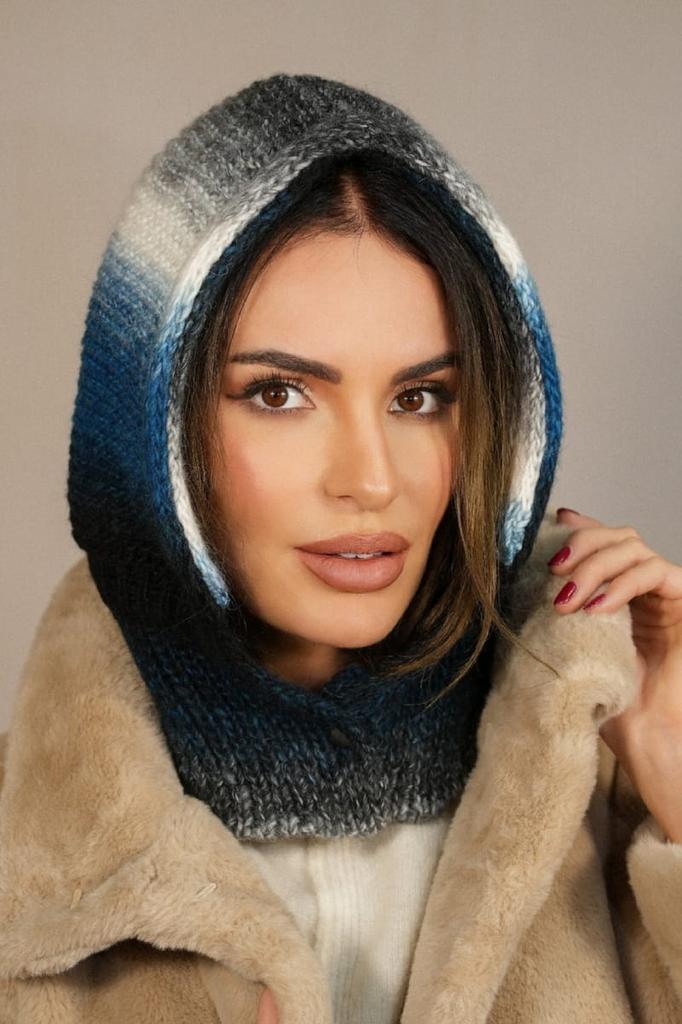 Balaclava Hood with Snaps, Light Turquoise Cameo-Virginia