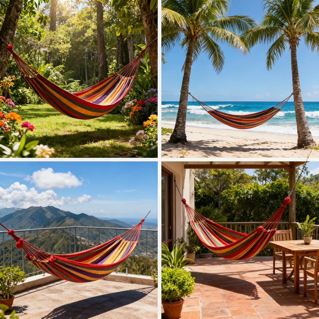 Outdoor Canvas Camping Hammock Anti Rollover Portable Thicken Fabric Single & Double Hammock with Carry Bag for Patio, Backyard
