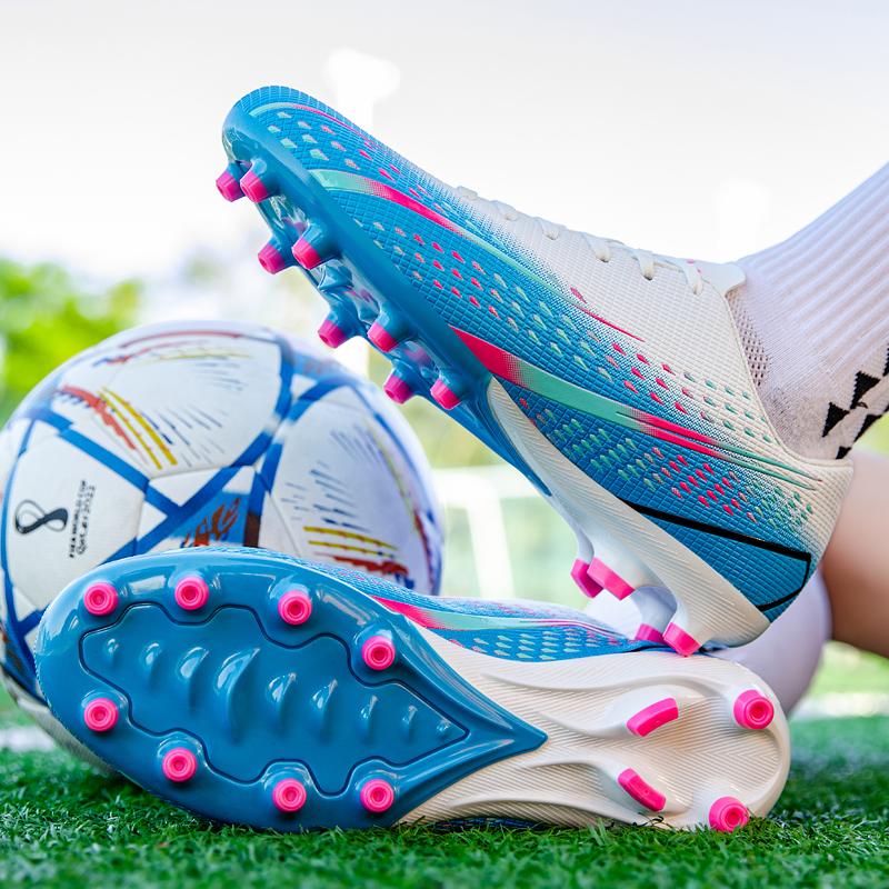 Unisex Football Boots Men's High -top Elastic Socks Mouth Leather Art Lawn Long Nail Football Shoes Children Big Size Football Boots