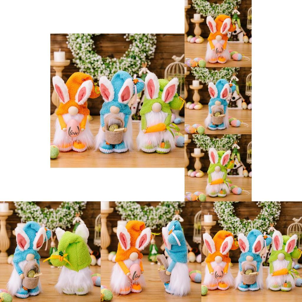 Härlig Påskharen Tomtefigur Med Färgglad Plyschäggshatt För Vårdekoration