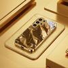 Metallic Paint Tempered Glass Phone Case for  Ultra Full Gold Electroplated Frame Crinkle Gold Foil Glossy Mirror Cover